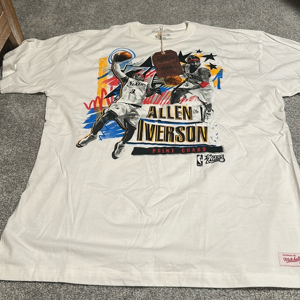 Xxl white Allen iverson t shirt white mitchell ness
